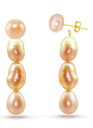 Vera Perla 18K Yellow Gold Stud, with Dangle Earrings for Women, with Pearl Stone, Rose Gold