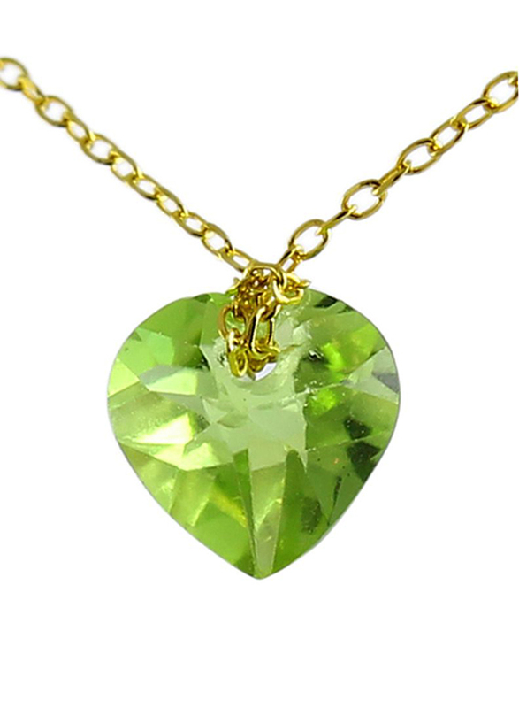 Vera Perla 10K Yellow Gold Necklace for Women, with Peridot Stone Pendant, Gold/Green