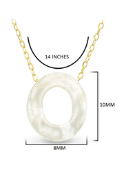 Vera Perla 18K Gold Pendant Necklace for Women with O Letter Shape Mother of Pearl Pendant, White/Gold