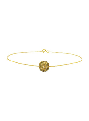 Vera Perla 18K Solid Yellow Gold Chain Bracelet for Women, with Simple 10mm Crystal Ball, Gold