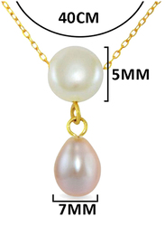 Vera Perla 18k Yellow Gold Chain Necklace for Women, with Pearl Drop Pendant, White/Purple