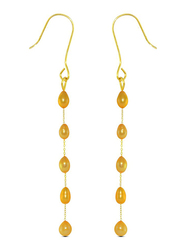 Vera Perla 18K Gold Opera Drop Earrings for Women, with White Pearl Stones, Gold