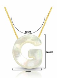 Vera Perla 18k Yellow Gold G Letter Pendant Necklace for Women, with Mother of Pearl Stone, White/Gold
