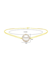 Vera Perla 18K Gold Chain Bracelet for Women, with 0.10ct Genuine Diamonds & Pearl, White