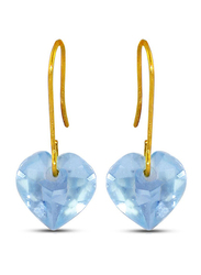 Vera Perla 10k Gold Dangle Earrings for Women, with Heart Cut Topaz Stone, Sky Blue