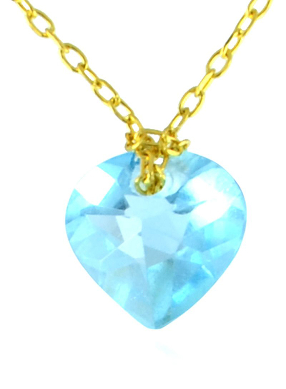 Vera Perla 10K Yellow Gold Necklace for Women, with Topaz Stone Pendant, Gold/Blue