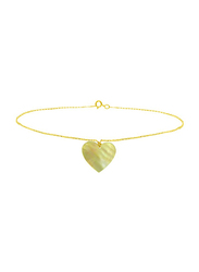 Vera Perla 18K Gold Chain Bracelet for Women, with Heart Shape Mother of Pearl Stone, Gold