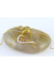 Vera Perla 18K 3 Tone Gold Mom Heart Pendant Necklace for Women, with 0.13ct Diamond Stone, Gold