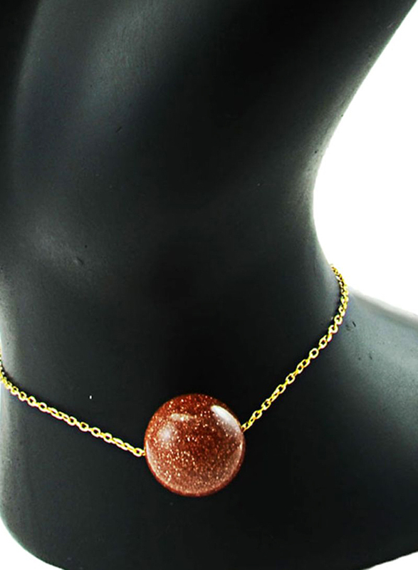 Vera Perla 18K Gold Chain Bracelet for Women, with Sunstone, Gold/Brown
