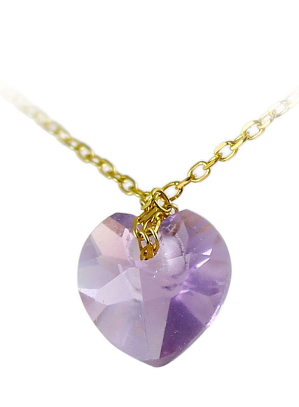 Vera Perla 18K Gold Pendant Necklace, with Amethyst Stone, Purple/Gold