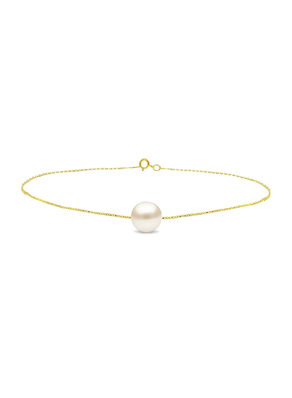 Vera Perla 10K Gold Chain Bracelet for Women, with Pearl Stone, Gold/White