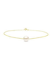 Vera Perla 10K Gold Chain Bracelet for Women, with Pearl Stone, Gold/White