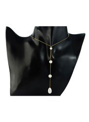 Vera Perla 10K Gold Pendant Necklace for Women, with Gradual Pearl Stone, Gold/White