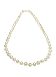 Vera Perla 18K Gold Beaded Necklace for Women, with 7 mm Genuine Pearl Stone, White