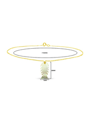 Vera Perla 18K Gold Chain Bracelet for Women, with Fishbone Shape Mother of Pearl Stone, Gold/Silver