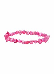 Vera Perla Elastic Stretch Bracelet for Women, with Pearl Stone, 9g, Pink