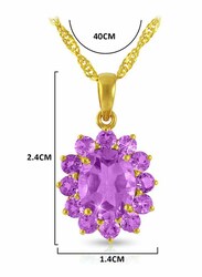 Vera Perla 18K Solid Gold Pendant Necklace for Women, with Amethyst Stone, Gold/Purple