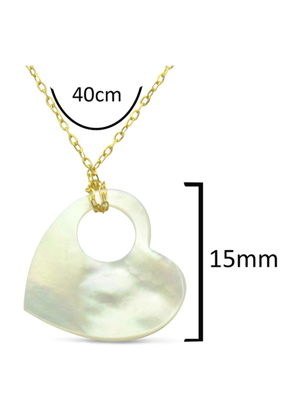 Vera Perla 18K Gold Pendant Necklace for Women Gold Heart, with Hole Mother of Pearl Stone, White