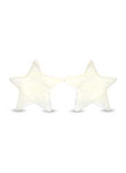 Vera Perla 18K Gold Stud Earrings for Women, with Star Shape Mother of Pearl Stone, White/Gold