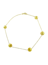 Vera Perla 18K Solid Gold Chain Bracelet Built-in Gradual for Women, with Pearl Stone, Gold/Yellow