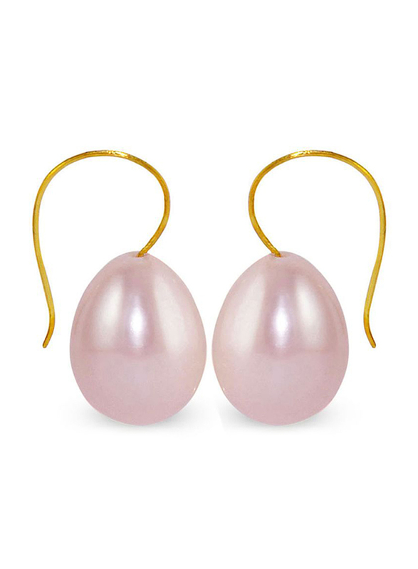 Vera Perla 18K Gold Dangle Earrings for Women, with Pearl Stone s Stone, Purple