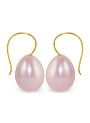 Vera Perla 18K Gold Dangle Earrings for Women, with Pearl Stone s Stone, Purple