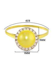 Vera Perla 18k Gold Cocktail Ring for Women, with 0.10 ct Genuine Diamonds and Pearl, Yellow, US 6