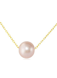 Vera Perla 18K Yellow Gold Pendant Necklace for Women, with Pearl Stone, Gold/Light Purple