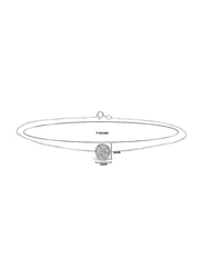 Vera Perla 18K Solid White Solitaire Bracelet for Women, with 0.07ct Genuine Diamonds, Silver