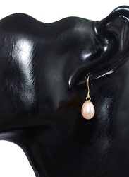 Vera Perla 18K Gold Drop Earrings for Women, with Baroque Pearl Stone, Gold/Pink