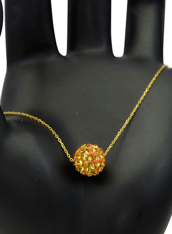سوارعلى شكل سلسلة من الذهب الأصفر عيار 18 قيراط للنساء من فيرا بيرلا، مع كرة كريستالية 10 ملم باللون الأخضر والبرتقالي.