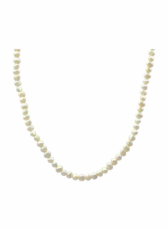 Vera Perla 18k Solid Gold Pearls Charm Necklace for Women, White