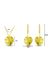 Vera Perla 2-Pieces 18K Solid Yellow Gold Jewellery Set for Women, with Necklace and Earrings, with 7mm Citrine Stone, Gold/Yellow