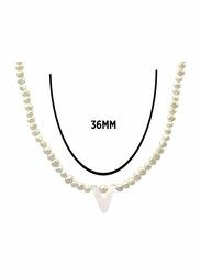 Vera Perla 18K Gold Strand Pendant Necklace for Women, with Letter V and Mother of Pearl Stones, White