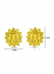 Vera Perla 18K Solid Gold Stud Earrings for Women, with Citrine Stone, Gold