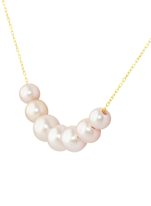Vera Perla 10K Yellow Gold Chain Necklace for Women, with Pearl Stone, Gold/Pink