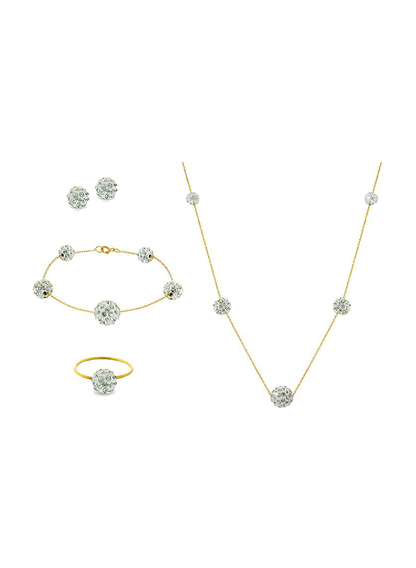 Vera Perla 4 Pieces 18K Gold Jewellery Set for Women, with Built-in Gradual Drop Crystal Ball, Silver/Gold