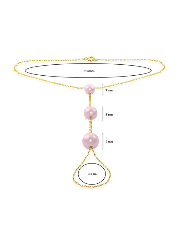 Vera Perla 10K Gold Chain Bracelet for Women, with Built-in Gradual Pearls, Purple