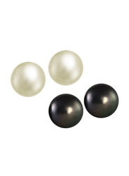 Vera Perla 2-Pieces 18K Yellow Gold Stud Earrings Set for Women, with Pearl Stone, Black/White