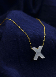Vera Perla 18K Gold X Letter Charm Bracelet for Women, with Mother of Pearl Stone, Gold/White