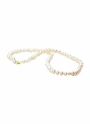 Vera Perla 18k Solid Gold Pearls Charm Necklace for Women, White