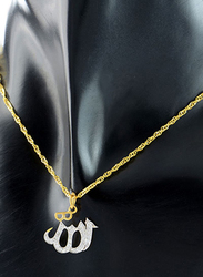 Vera Perla 18k Gold Heart "Allah" Pendant for Women, with 0.17ct Full Diamond, Gold/White