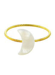 Vera Perla 10k Gold Small Crescent Shape Fashion Ring, with Mother of Pearl Stone, White/Gold, US 6