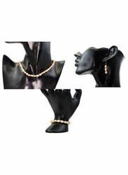 Vera Perla 3-Pieces 18K Gold Jewellery Set for Women, with Necklace, Bracelet and Earrings, with Pearl Stones, Rose Gold