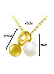 Vera Perla 18K Solid Gold Pendant Necklace for Women, with 7-12mm Pearl Stone, Gold/White