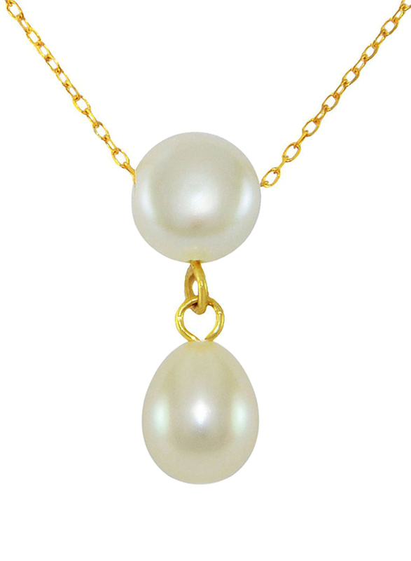 Vera Perla 18k Gold Pendant Necklace for Women, with Pearl Stone, White/Gold