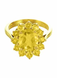 Vera Perla 18K Solid Gold Fashion Ring for Women, with Genuine Citrine Stone, Gold, US 7