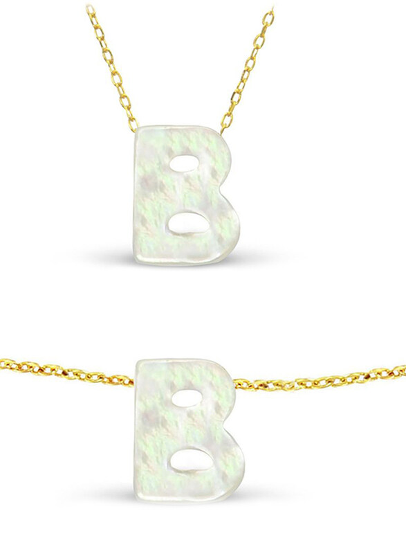 

Vera Perla 2-Pieces 18K Gold Jewellery Set for Women, with Necklace and Bracelet, with B Letter Shape Mother of Pearl Stone, White/Gold