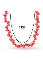Vera Perla 10K Gold Strand Beaded Necklace for Women, with Mother of Pearl Stones, Red
