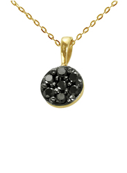Vera Perla 18K Gold Solitaire Pendant Necklace for Women, with 0.07ct Genuine Diamonds, Black/Gold